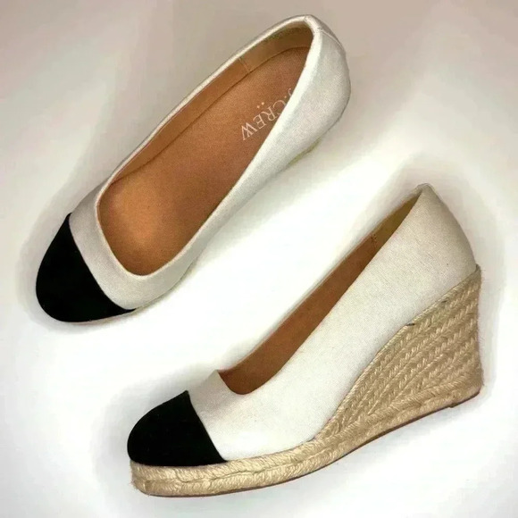 J Crew Women’s Cap-toe canvas espadrille wedges Size- 7 - Picture 11 of 12